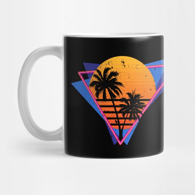 Distressed Retro Synthwave Inspired 80s Triangle Design by Brobocop